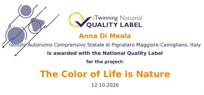 eTwinning National Quality Label per il progetto 